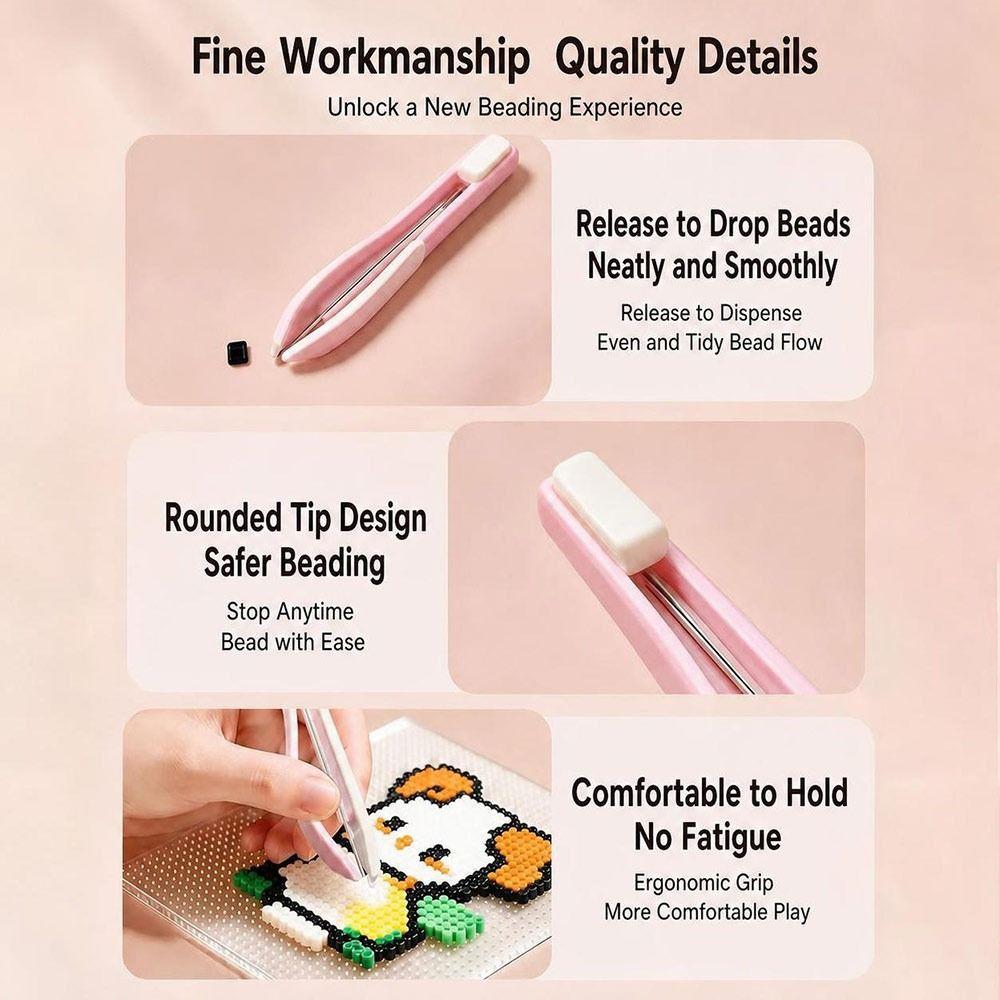 No-Shake Bean Needle Pen Press-On Mechanism Press Point Grip Pen Perler Bead Pen For Kids Crafts