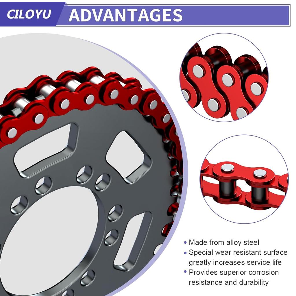 35 Go Kart Roller Chain 4 Feet Replacement For Go Cart Mini Bike ATV Pit Dirt Bike Motorcycle Bicycle With #35 Chain Master Links Powersports