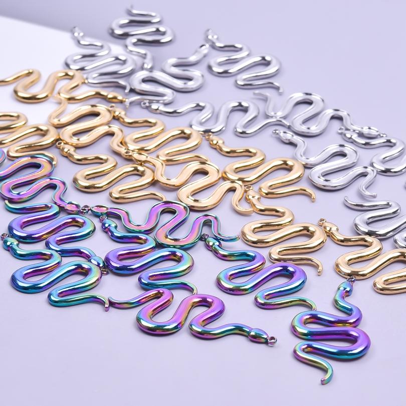 Different Style 3pcs Serpent Charm Stainless Steel Pendant Snake Pendant Charms For Jewelry Making Supplies Animal Punk Material