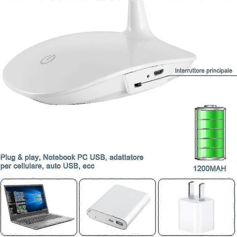 LED Schreibtischlampe, LED Leselicht mit USB-Kabel, 15 LEDs, 3 Helligkeitsstufen, Flexibel 360°, 1200mAh