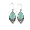 Aqua Chalcedony Gemstone 925 Sterling Silver Jewelry Earrings 1.9" Gift For Her EE-85-17