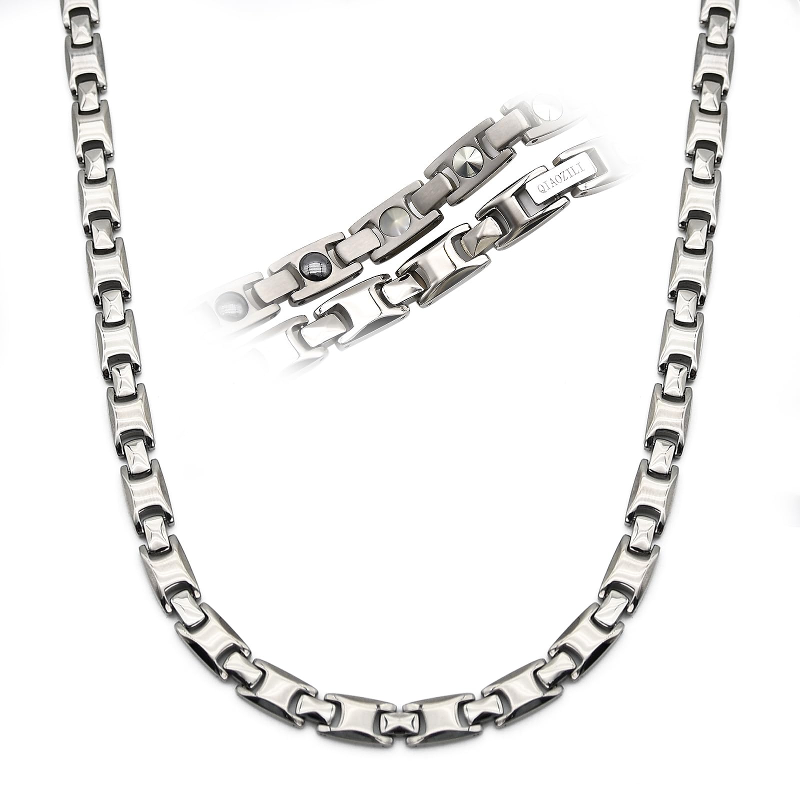 

Germanium Magnetic Static Pure Lightweight and Comfortable Special Gift Rose Day Birthday Metal Allergy Friendly [QIAOZILI] Necklace, Necklace, срібний