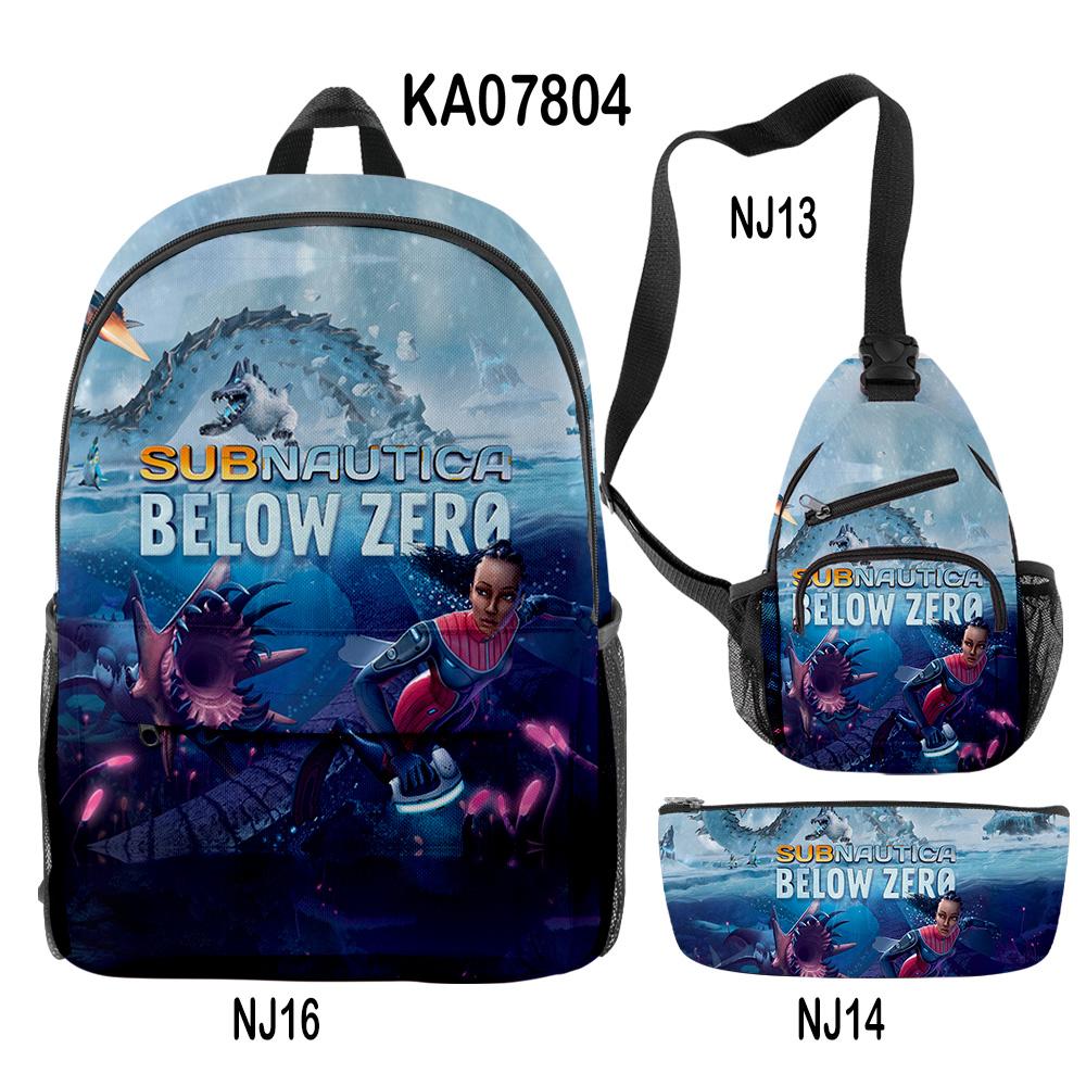 Beliebte Neuheit Cool Subnautica Below Zero 3D-Druck 3 Stück/Set Schülerrucksäcke Reise-Laptop-Rucksack Brusttasche Federmäppchen