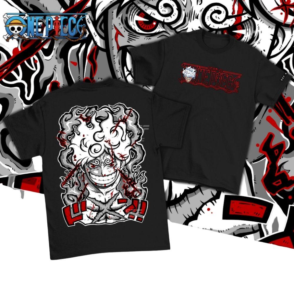 

Summer 2026 One Piece Luffy 5th Nikka Street Trend Theme 100 Cotton Printed Loose Tshirt Male and Female Parentchild Top S