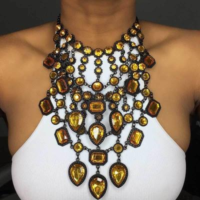 Exaggerated Necklace Retro Multi-layer Court Style Neck Chain Alloy Gemstone Body Chain Female
