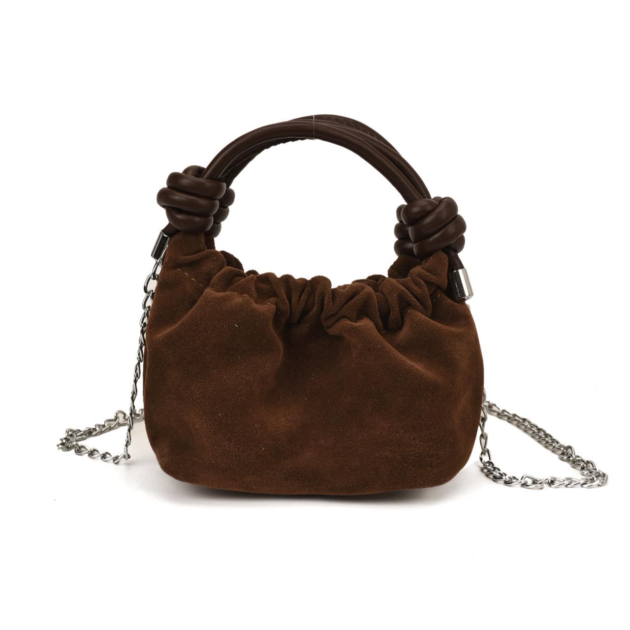 

Детская мини-сумочка через плечо с плиссировкой, модель 2025 года — милая осенне-зимняя сумочка-мешок в стиле принцессы с модной цепочкой. света кофе