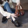 The first layer of cowhide loafers for women's 2025 spring new leather retro British style thick-soled one-pedal muffin shoes for women