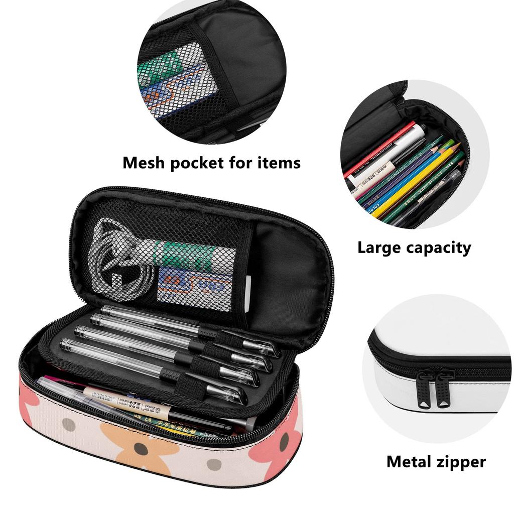 Pencil Case Large Capacity Wear Resistant Polyester Secure Zipper with Mesh Pocket Removable Divider and Pen Slots for Students