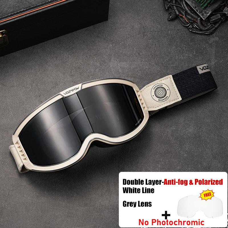 Motorcycle Goggles Photochromic 3 IN 1 Retro Cycling Sunglasses Anti-Fog Windproof Polarized Motocross Riding Glasses