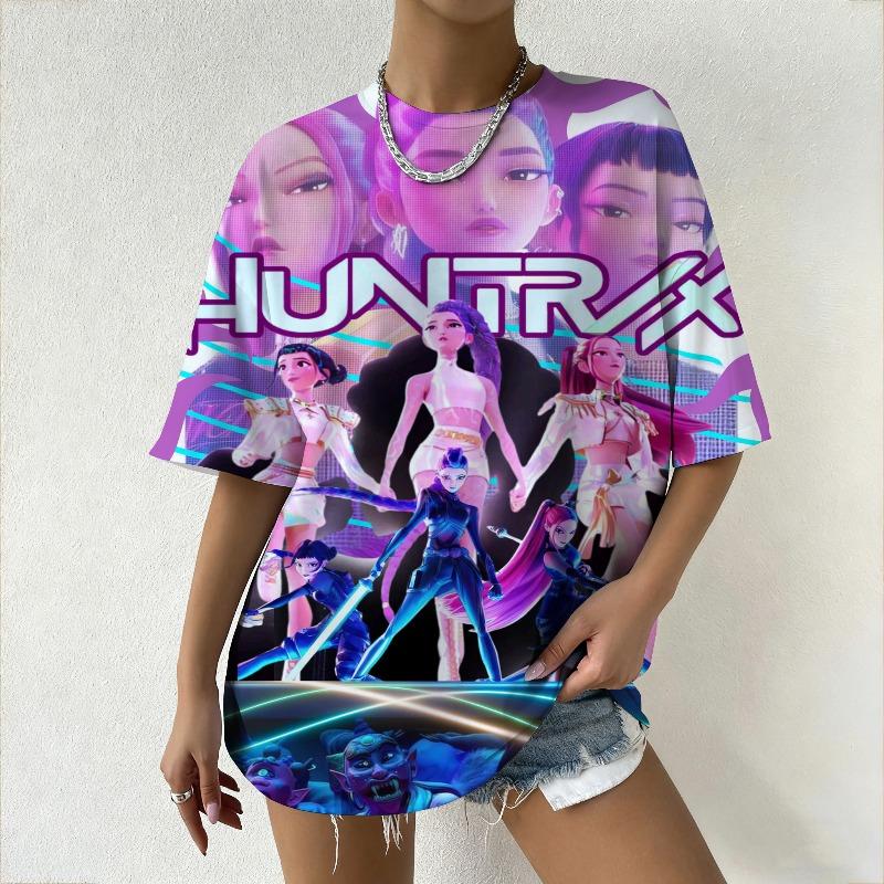 Dámská trička KPop Lovci démonů Dámské Oversized Anime potisk Ležérní Denní Tričko