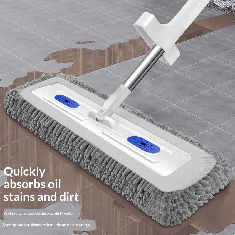 No Hand Washing 360° Rotating Lazy Coral Mop 42x12cm with 1 Pad for Home Hard Surface Floor Quick Cleaning