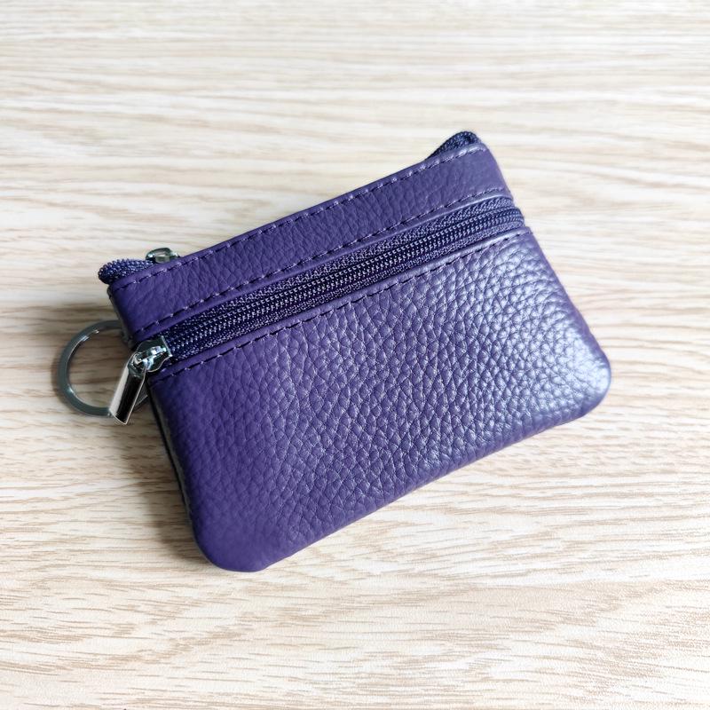 Genuine Leather Cowhide Card & Key Holder with Coin Purse - Compact and Portable