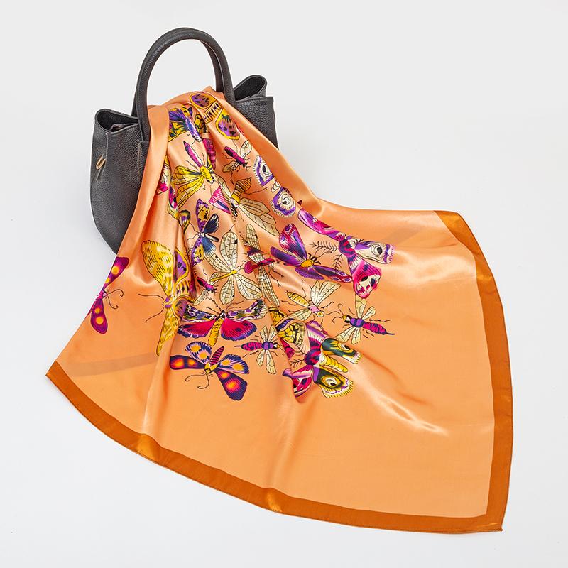 Fashion Hijab Scarf For Women Square Shawls Satin Silk Hair Scarfs Female 90*90cm Kerchief Bandana Head Neck Scarves For Ladies