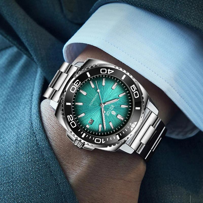 Mode Herren Vollautomatische Mechanische Uhr Edelstahl Kalender Herren Nachtlicht Wasserdichte Vielseitige Uhr