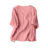 Women's Casual Comfortable V-Neck Asymmetric Cotton-Linen Blend Short-Sleeve Shirt T-Shirt Top