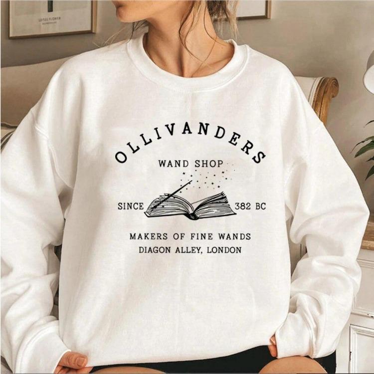 Women Magic Wizard Hoodies Long Sleeve HP Book Nerd Sweatshirt Fans Gift Pullover Sweater Wizard Book Shop