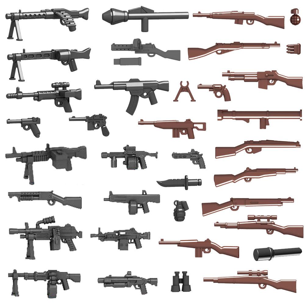 Militärwaffen MOC Bausteine Figuren Soldat US Sowjetischer Gewehr Mini-Kanone Raketenwerfer MG42 RPG Kugel Spielzeug Geschenk K022