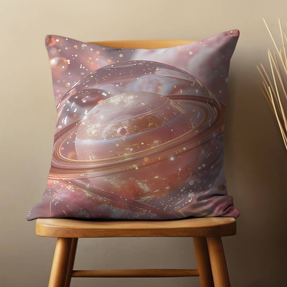 Pink Dreamy Landscape Pillow Case Living Room Sofa Cushion Cover Suitable For Home Bedroom Decoration And Protector