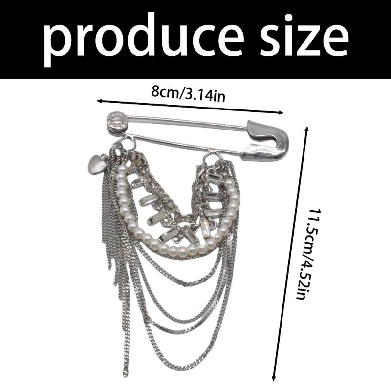 Vintage Chain Tassels Brooch Pin Elegant Alloy Jewelry Accessory for Women Men Retro Styles Multipurpose Decoration