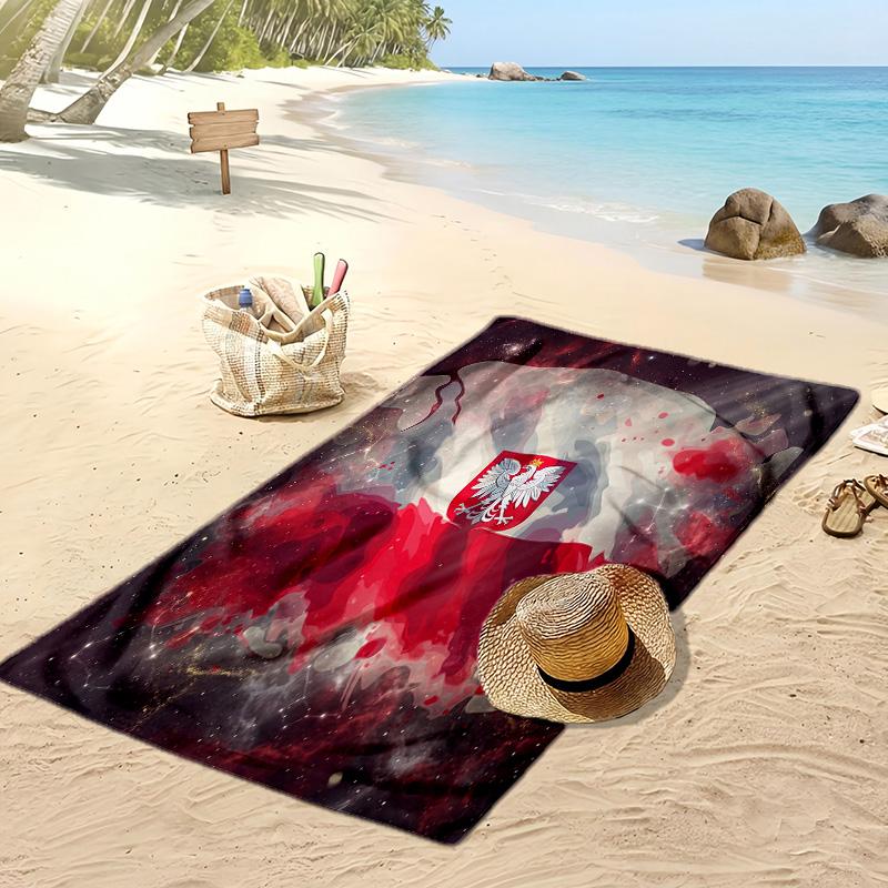 Asciugamano da Spiaggia con Stampa Calcio Polonia Asciugatura Rapida Super Assorbente Morbido Asciugamano da Bagno per Nuoto Spiaggia Viaggio Souvenir Regalo