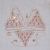 Rhinestones Body Chain Suit Heart Underwear Bikini Bra Chain Party Belly Waist Chains Jewelry Accessories for Women and Girls