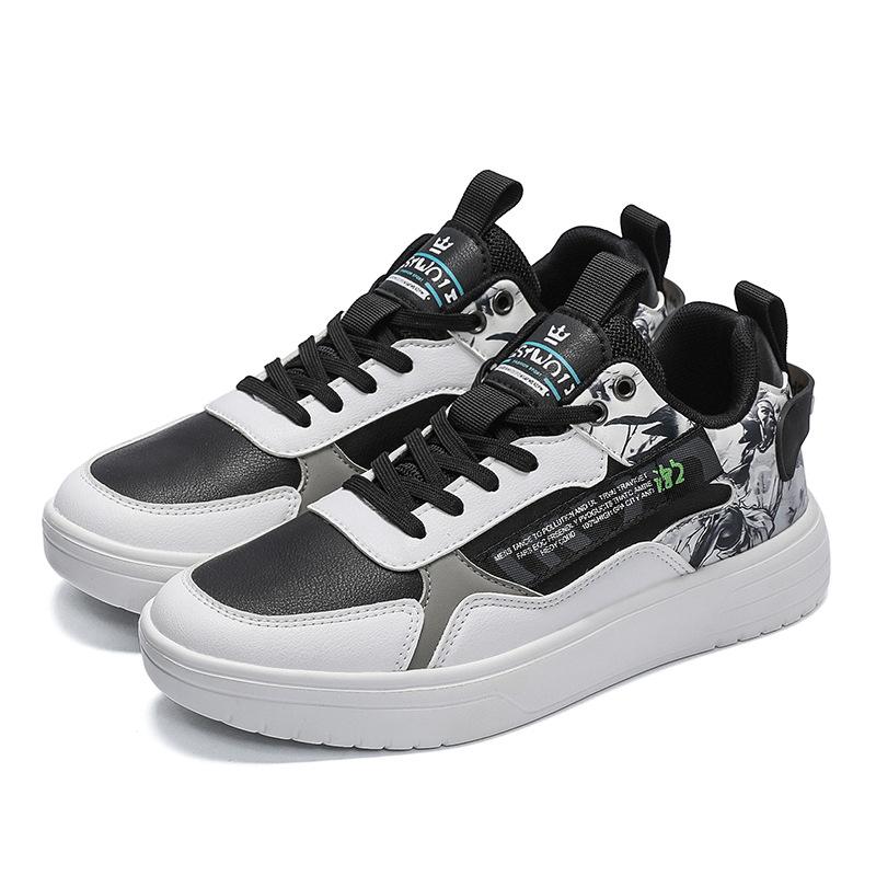 Large size sports and leisure shoes graffiti student flat four-season shoes low-top board shoes