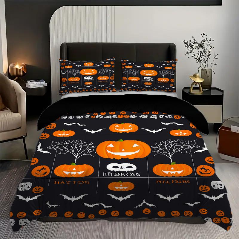 

Halloween Style Digital Printed Duvet Cover Cartoon Pumpkin Pattern Luxury Bedding Set Soft Comfortable Quilt Cover Pillowcases 135x200cm 2pcs