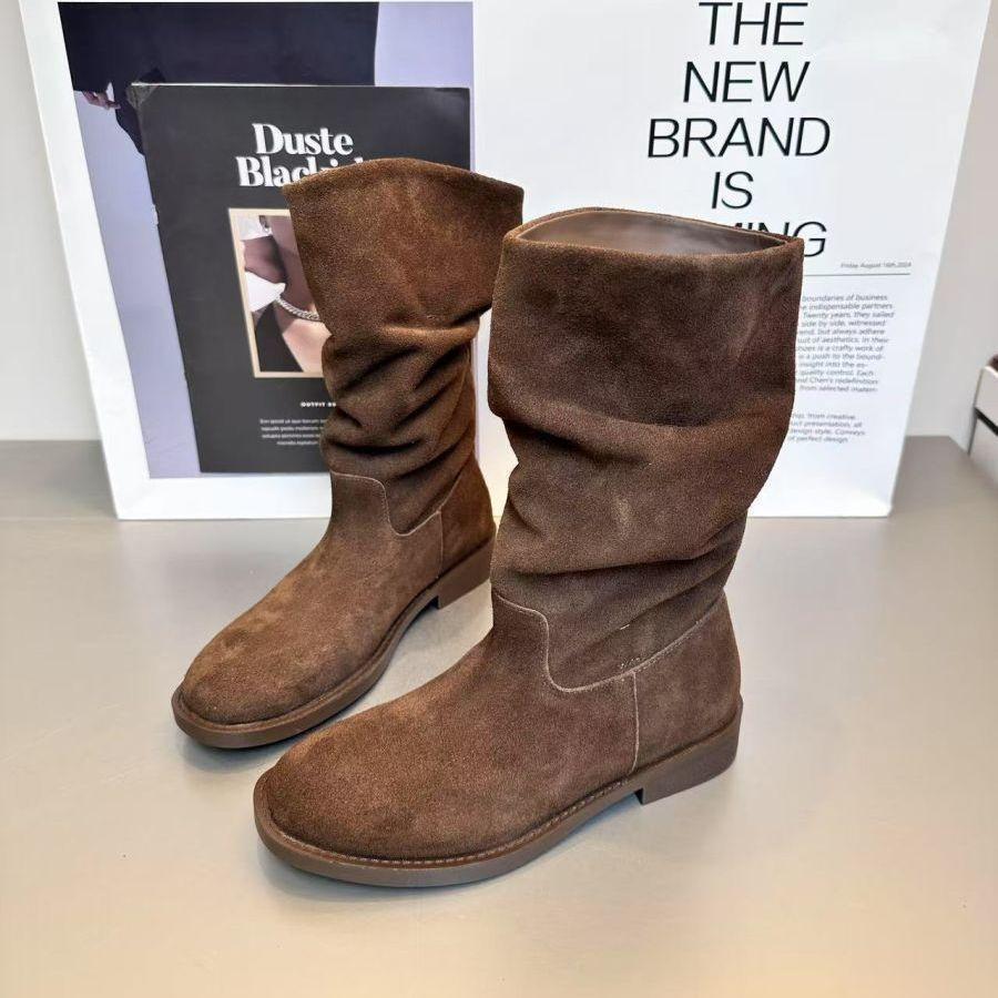 Damskie Botki 2026 Jesienna Moda Zamszowe Outdoor Antypoślizgowe Wygodne Krótkie Botki Damskie Codzienne Buty na Niskim Obcasie Botas Mujer
