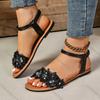 Fashion Comemore Bohemian Sandals Summer New Roman Flat Bottom Flowers Women Casual Shoes Large Size Slip On Beach Sandalias Femininas