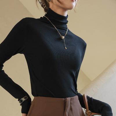 Damen Herbst- und Winter-Unterteil mit dickem Rippstrick und hohem Kragen