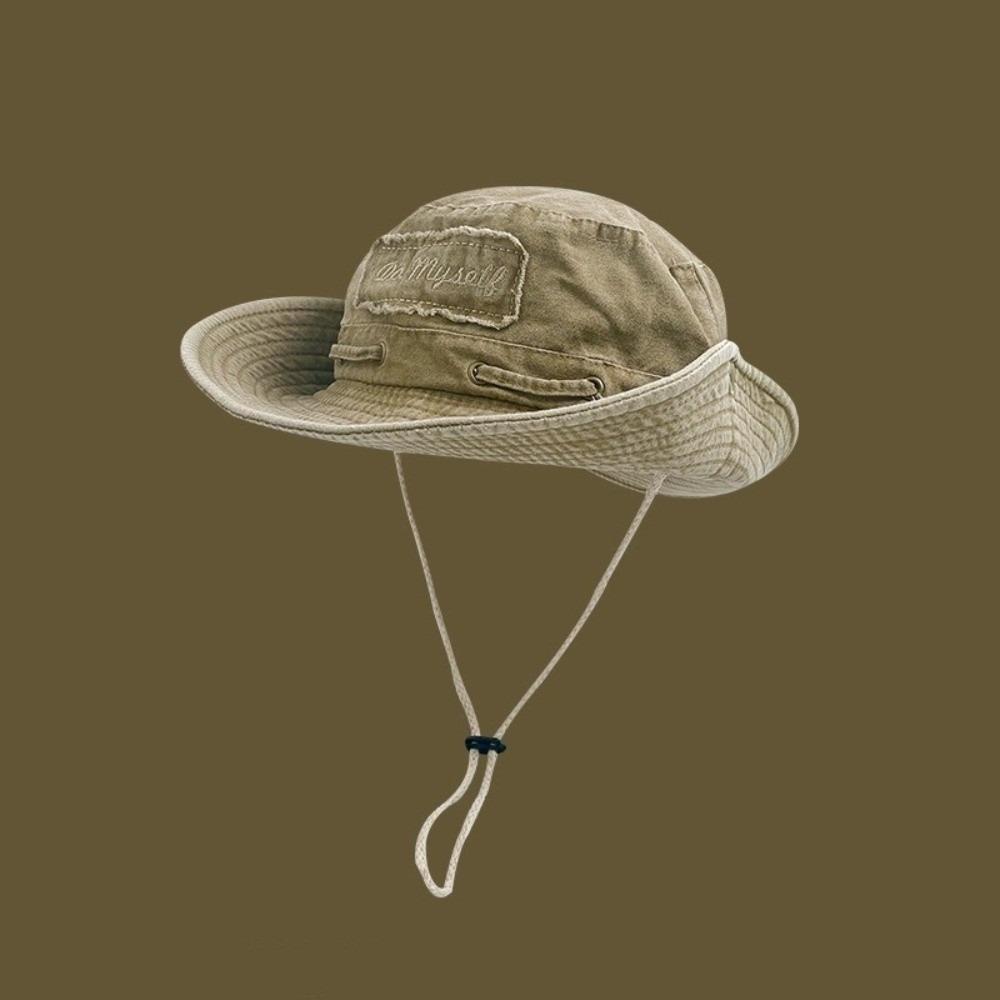 Solid Color Western Cowboy Hat Vintage Wash Sun Hat Fashionable Fisherman Hat  Camping