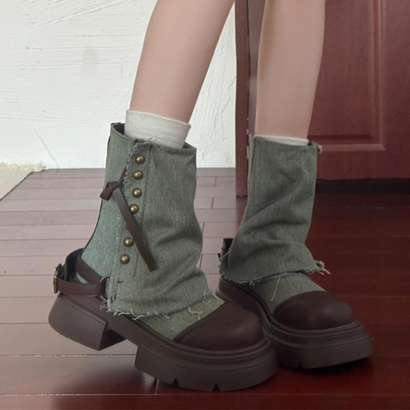 Cowboy Boots for Women Flats Platform Casual Designer Ankle Boots Winter Woman Shoes 2025 Goth Chelsea Botas De Mujer