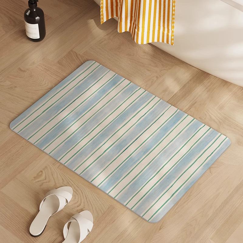 Stripe Cream Floor Mat - Non-Slip, Dirt-Resistant Doorway Mat, Mud Scraper, Washable Loop Pile for Entrances