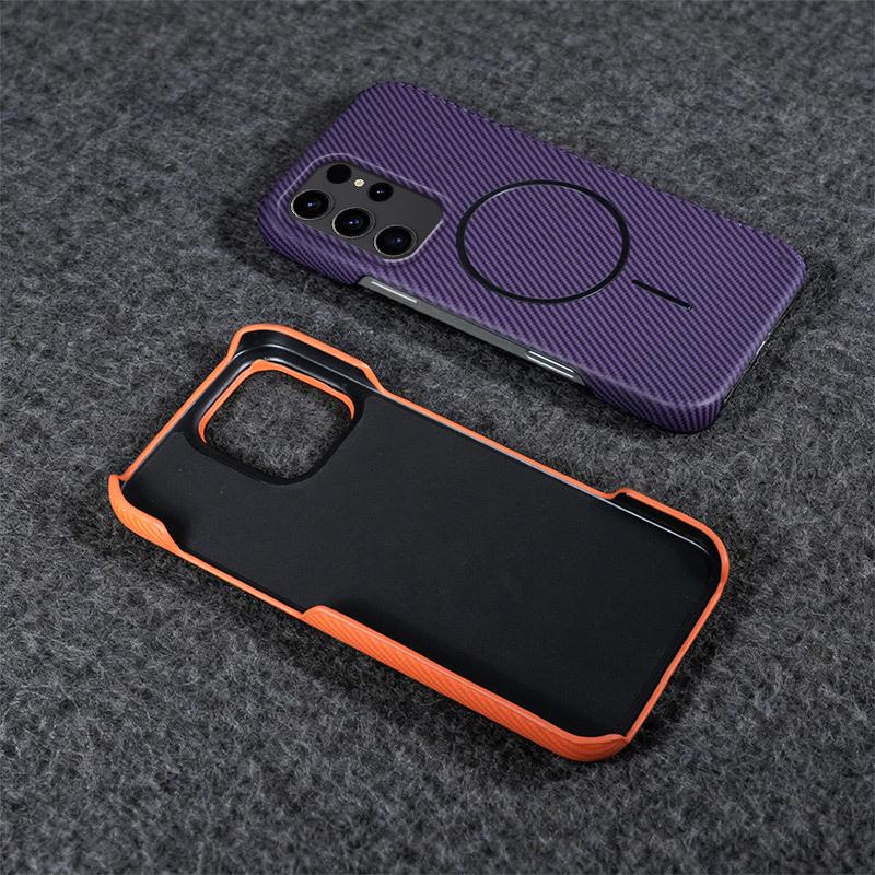Samsung S26 Ultra Magnetic Carbon Fiber Phone Case with Rotating Stand