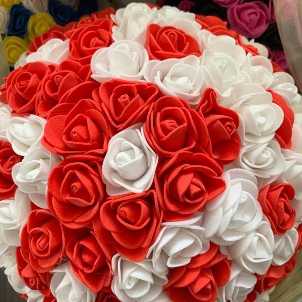 50pcs Artificial Flowers PE Foam Roses Head Bear Handmade Wedding Home Garden Holiday Party Decor Scrapbook Gifts Box Diy Wreath