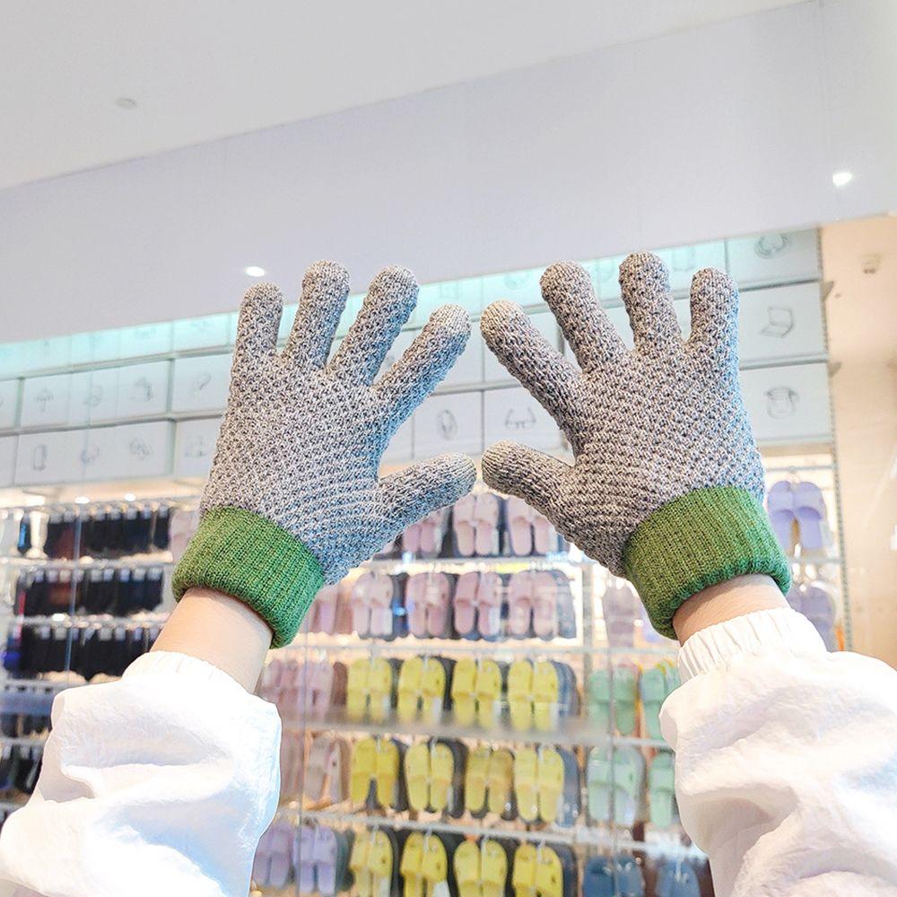 

Finger Outdoor Cycling Korean Style Mittens Plus Fleece Women s Knitted Gloves Gloves grey-Solid Color
