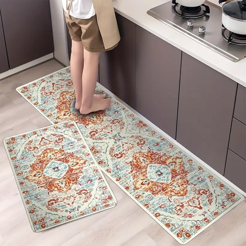 Tappeto da Cucina Retro Astratto Cartone Animato Stile Americano Assorbente Olio-Resistente Sporco-Resistente Tappetino Decorazione Casa