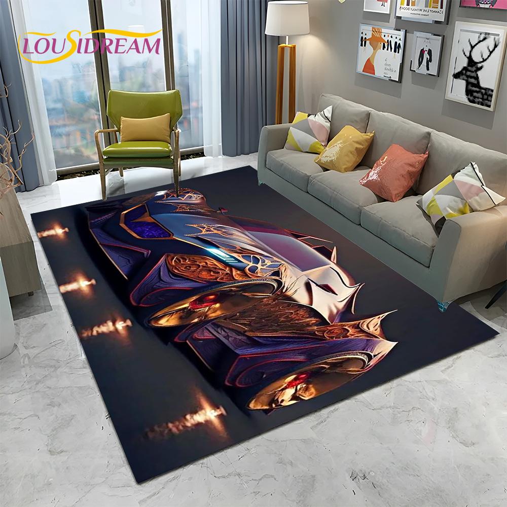 HD Concept Car 3D Future Sports Car Cartoon Carpet Rug for Home Living Room Bedroom Sofa Doormat Decor,kids Non-slip Floor Mat