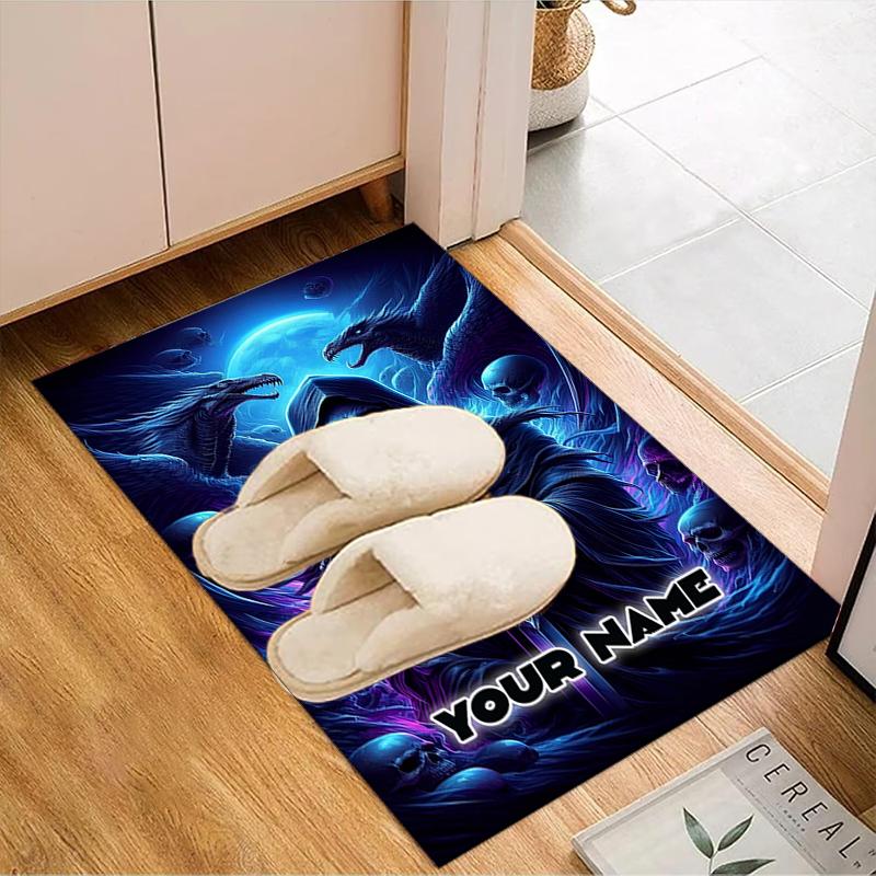 1PC Custom Name Ethereal Death And Skulls Theme Floor Mat Ideal for Living Room, Game Rooms, Office, Bedroom,Floor Mat Playful Design127