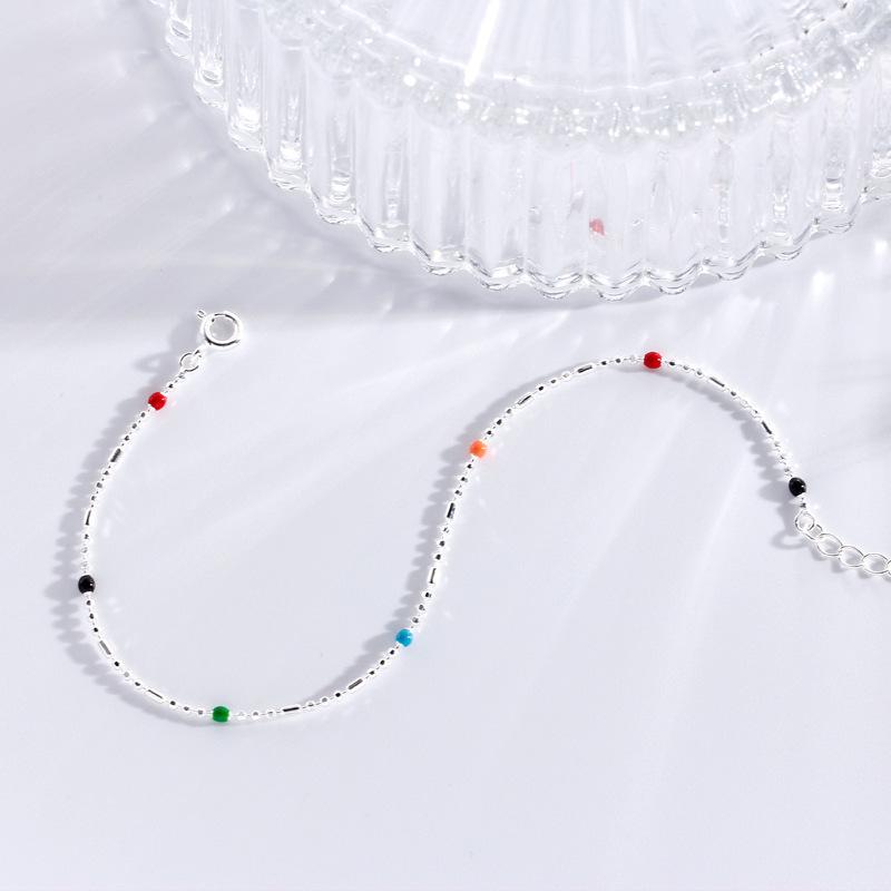 Rainbow Doudou Bracelet Women's Niche Simple and Small Design Sense Ins Style Color Round Beads Jewelry Women