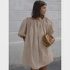 Elegant Khaki Off-Shoulder Puff Sleeve Dress - 2024 Spring/Summer Fashion Short Skirt