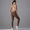 Euro-American Ruched Hip-Lift Yoga Jumpsuit: Quick-Drying and Beautiful Back Bodycon for Fitness and Running