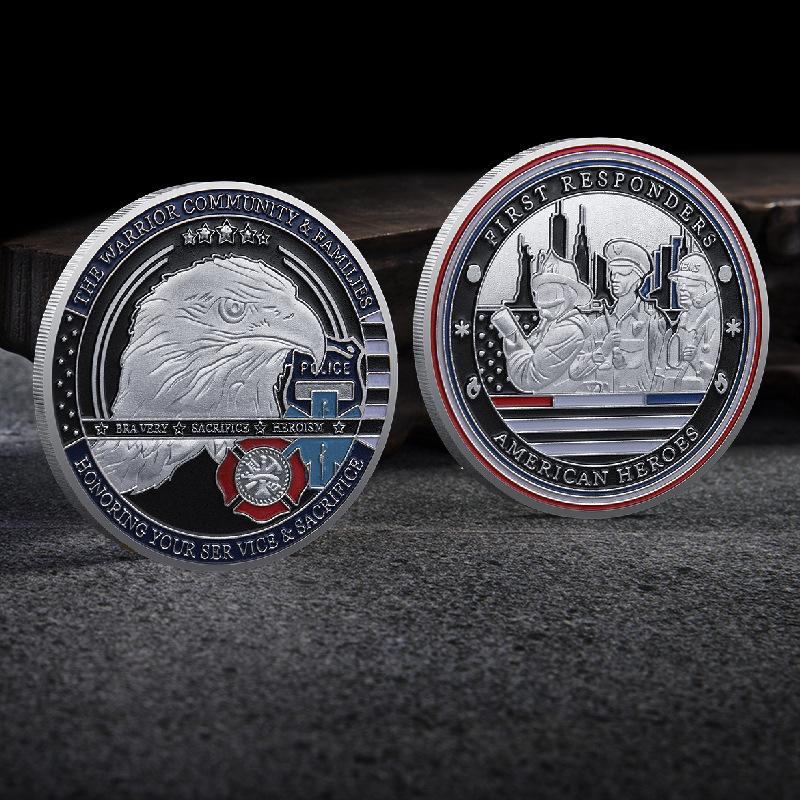 Metal commemorative coin, American relief challenge coin, primary responder, hero commemorative medal, handicraft collection coin