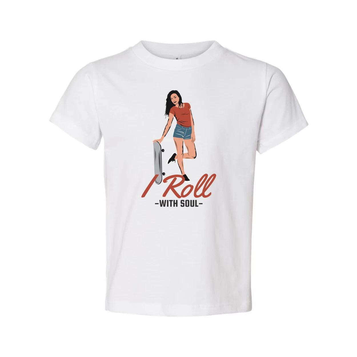 

Unisex Skateboarding Graphic T Shirt With Soul I Roll Design For Skate Culture E 2XL