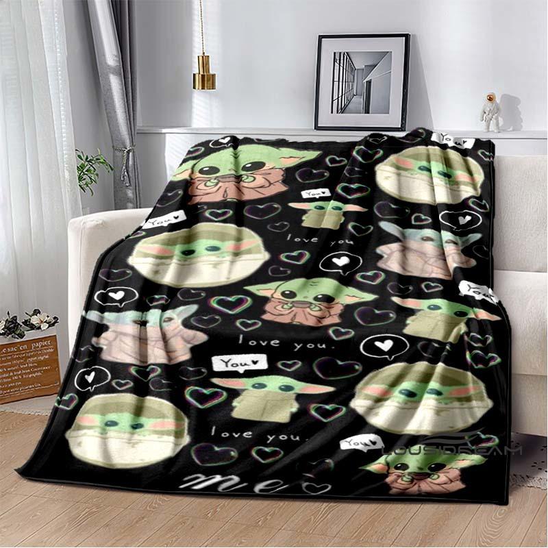 Kawaii Yoda Flannel Blanket Is Soft and Warm, Suitable for Bedrooms, Living Rooms, Bedside Tables, Travel, Picnics, and Other