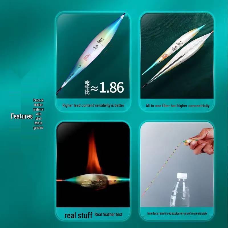 Wing Peacock Feather High-Sensitivity Fishing Float for Crucian Carp - Eye-Catching, Thickened, and Smooth Real Feather Design