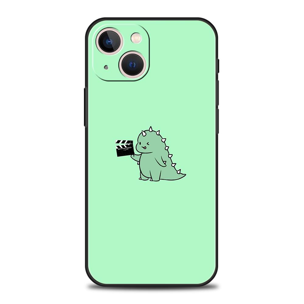 Cute Dinosaur Bear Couple Luxury Phone Case For iPhone 11 12 13 14 15 16 Pro Max Mini X XR XS 7 8 Plus SE Cover Black Funda