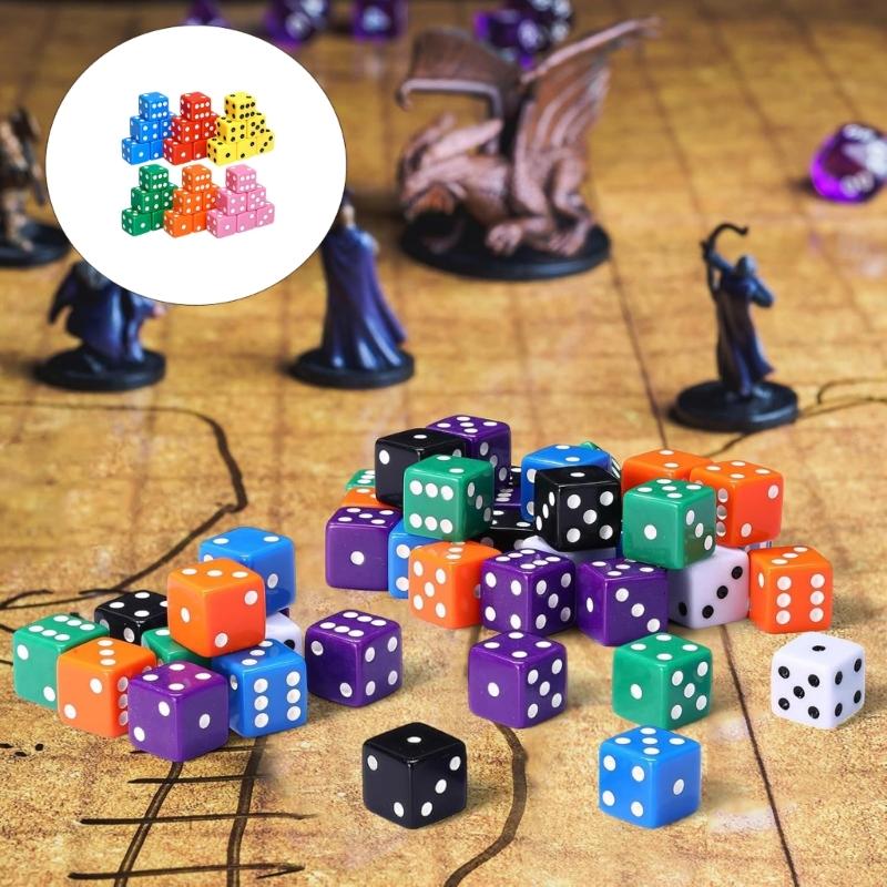 Casinos Theme Party Dices 19Mm Number Marker Set, 36 Acrylic Assorted Counters Large Opaque Dices Bulk for Board Game Birthday Theme Party Supply