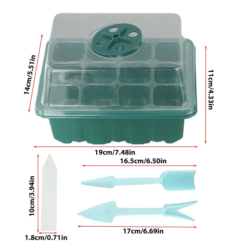 4Pcs Mini Greenhouse 12-Compartments Indoor Greenhouse Propagation Greenhouse Nursery Box Air Vent