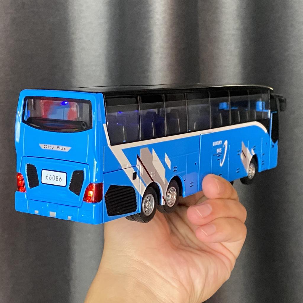 1:30 Business Long Distance Single Decker Bus Alloy Die & Cast Model Car Chrismas Gift Children Toy For Kids Sound & Light Boys